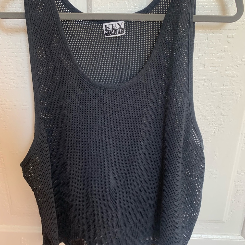 ⚡️5 for $25⚡️ Vintage KEY ELEMENTS  Charcoal cotton Mesh Tank  Top